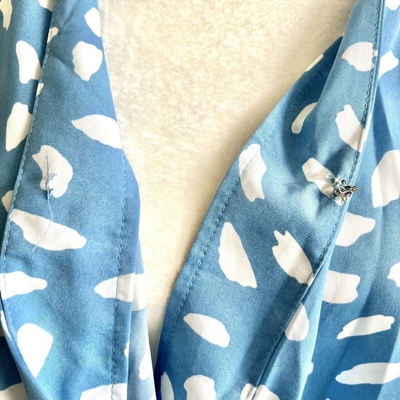 Umgee Sz X-Large Dalmatian Ruffle Surplice Shorts Romper Powder Blue Polka Dot - Picture 8 of 16